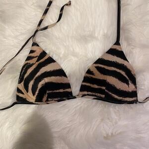 H&M triangle bikini top giraffe animal print M